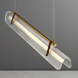 BrightAether ArcLED Pendelleuchte | Minimalistisch | Leder & Acryl | Lineares Design | Dimmbar | Stilvolle Beleuchtung für Essbereiche