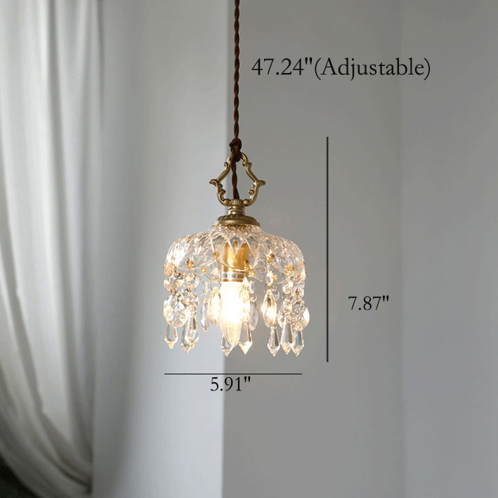 LumiFlora Vintage Kristall Pendelleuchte | Blumendekor | 1-Licht | Verschiedene Größen | Elegante Beleuchtung
