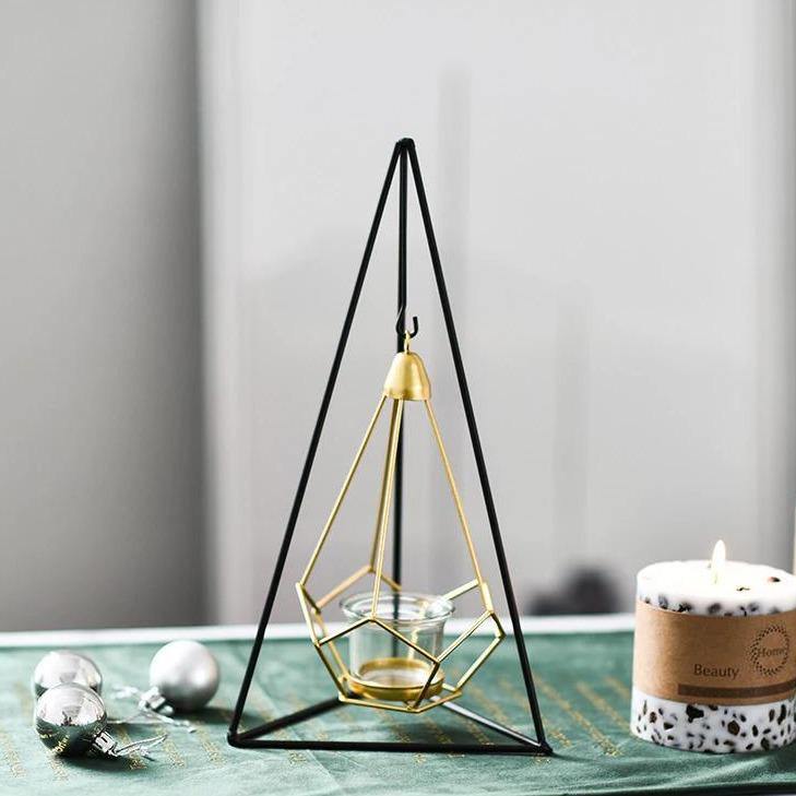 GeoLume Geometrischer Hängender Kerzenhalter oder Vase aus Eisen | Modernes Design | Vielseitige Deko