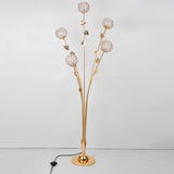 GlowLeaf Design Stehende Bodenleuchte | 5-Licht Lampe | Blatt- und Blumenmotiv | Wohnzimmer Luxusbeleuchtung