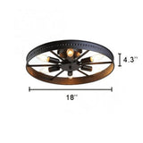 IronWheel Deckenleuchte | Industrielles Design mit 6 Leuchten | Flush-Mount Lampe | Schwarz & Rostfarben