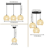GlobeRattan – Beige Geflochtene Rattan Pendelleuchte | 1/3 Lichter | Elegantes Design