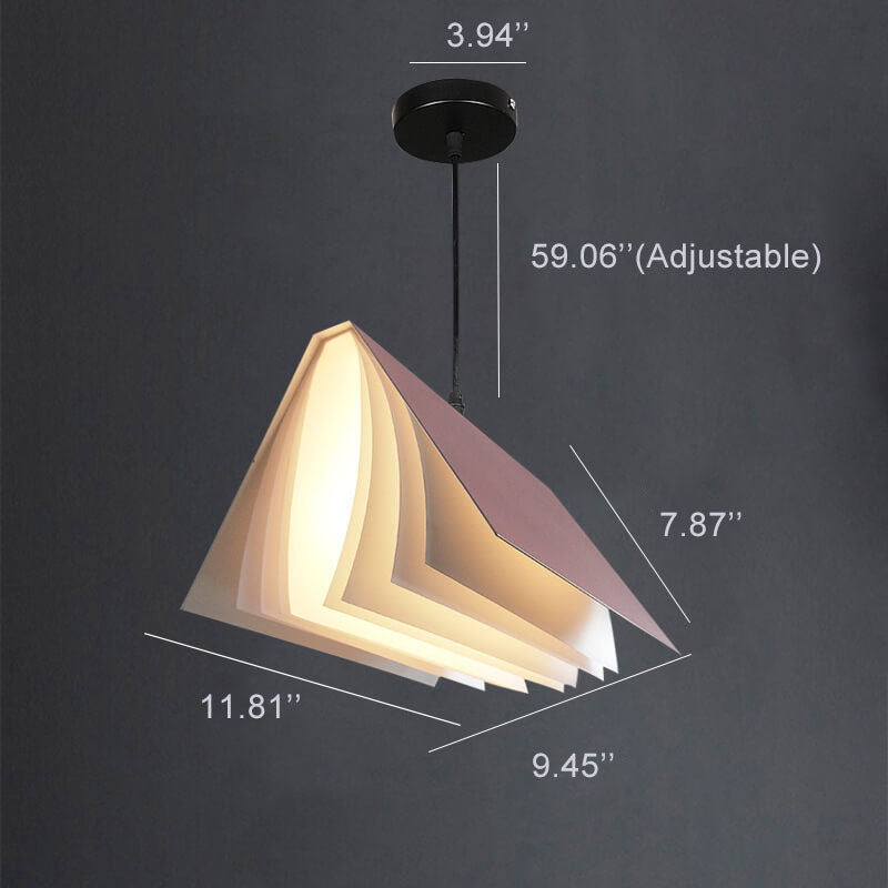 FlyLit Buchform Pendelleuchte | 1-Licht | Metall & PVC | Kreatives Design | Beleuchtung für Zuhause