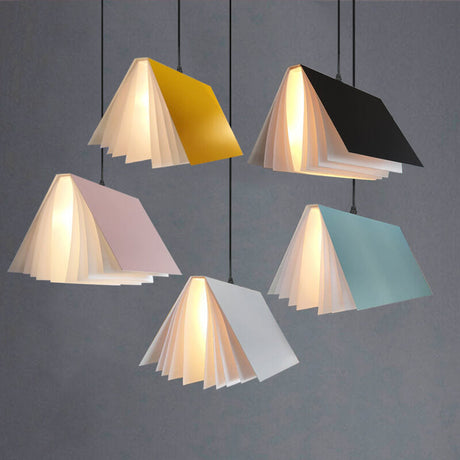 FlyLit Buchform Pendelleuchte | 1-Licht | Metall & PVC | Kreatives Design | Beleuchtung für Zuhause