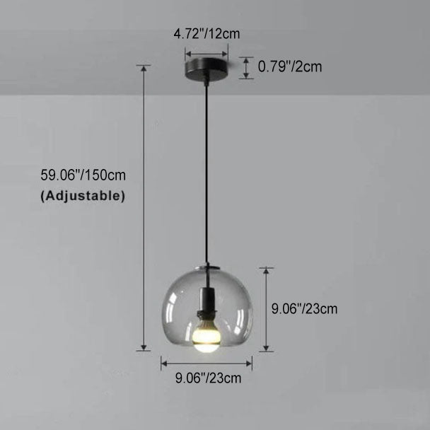 GlassGleam Handgeblasene Glas Pendelleuchte | Rauchgrau | Minimalistisches Design für Wohn- und Esszimmer