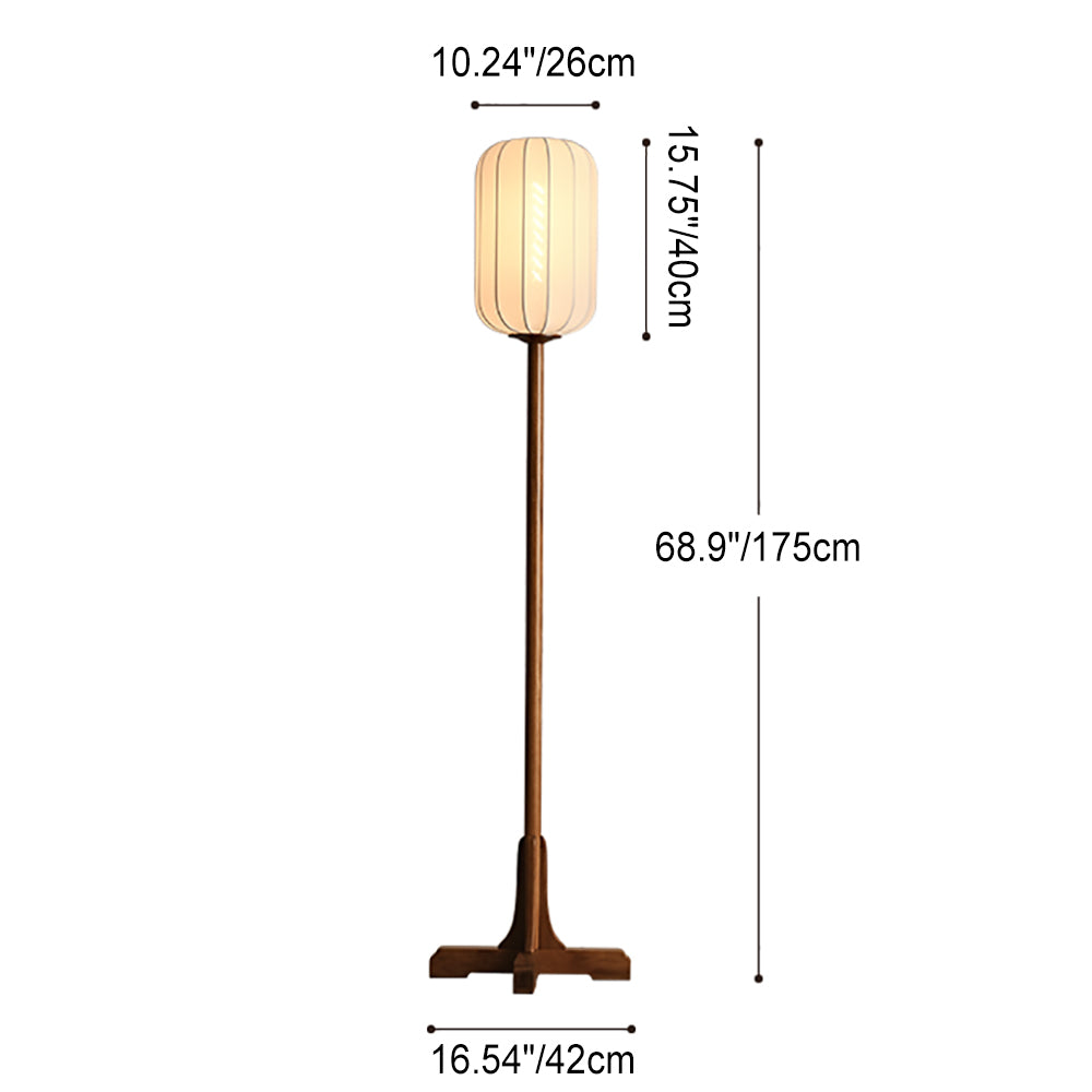 HikariZen Japanische Stehlampe | Rosewood-Basis & Seidenlampenschirm | 1-flammig | Zen-inspiriertes Design für Wohnräume & Büros