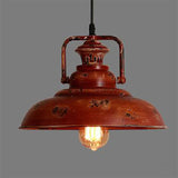 RusticaGlow Retro Pendelleuchte | Rostrote Metall-Kuppel | 1-flammig | Vintage Deckenleuchte