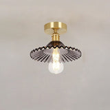 Lotuvia Japanische Vintage Deckenleuchte | Glas & Messing | Lotus Design | Semi-Flush-Mount