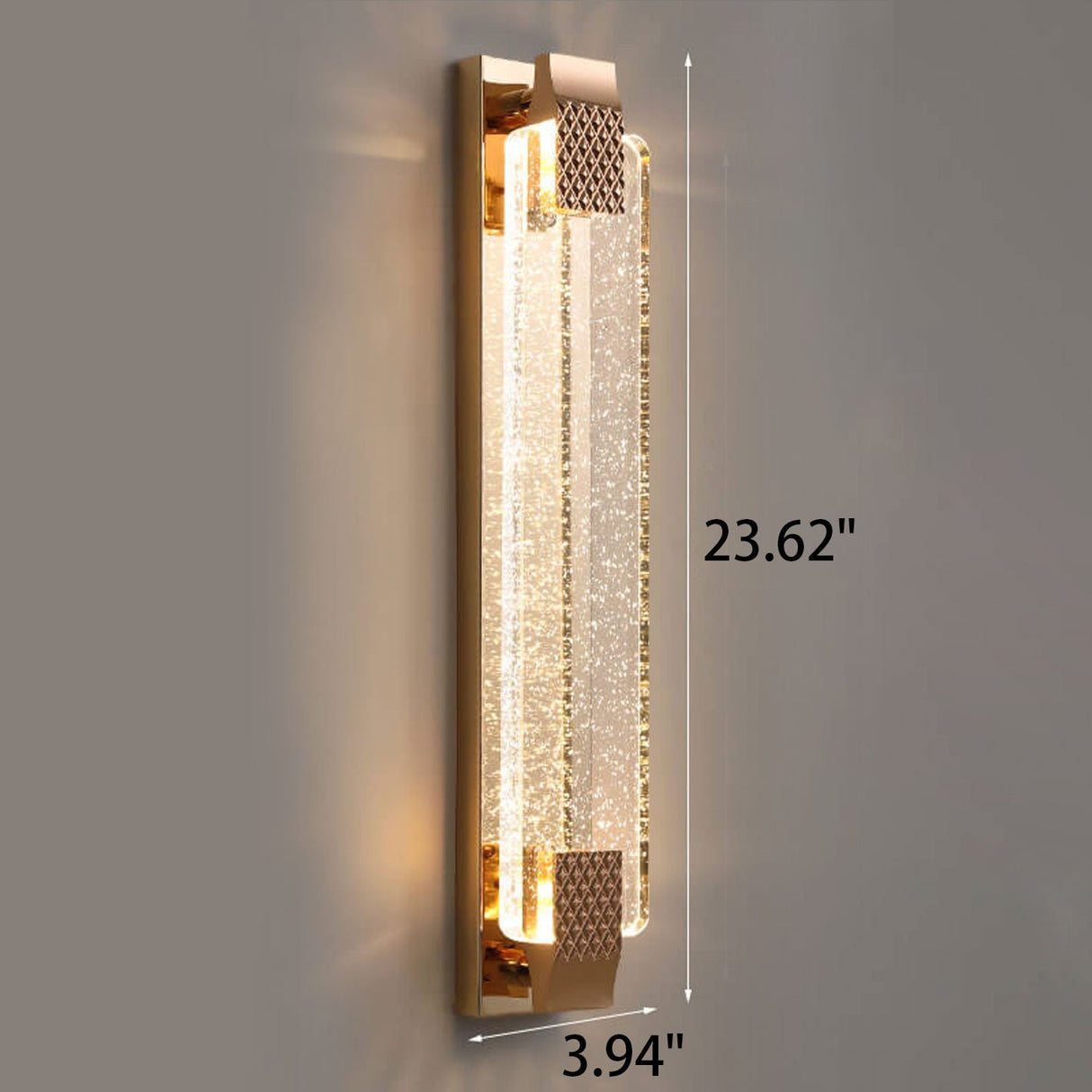 Lucera Luxuriöse LED Wandlampe | Rechteckig | Kristallblase Design | Elegantes Licht für Zuhause | Deko | Moderne Wandleuchte