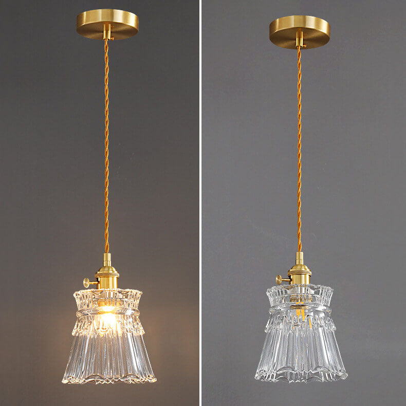 Bellux Glas Pendelleuchte | Modernes Glockenschirmdesign | Messingoptik | 1-flammig | Luxuriöse Beleuchtung