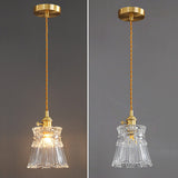 Bellux Glas Pendelleuchte | Modernes Glockenschirmdesign | Messingoptik | 1-flammig | Luxuriöse Beleuchtung