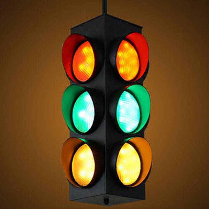 LumoStop Retro Pendelleuchte | Ampel-Design | Eisen & Glas | LED Beleuchtung