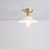 Lotuvia Japanische Vintage Deckenleuchte | Glas & Messing | Lotus Design | Semi-Flush-Mount