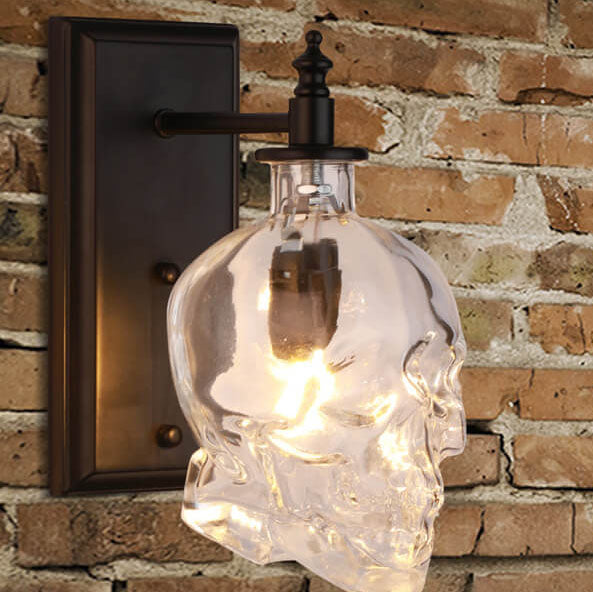 ShadowGlow Schädel-Wandleuchte | Glasdesign | 1-flammige Wandlampe | Stilvolle Beleuchtung