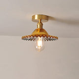 Lotuvia Japanische Vintage Deckenleuchte | Glas & Messing | Lotus Design | Semi-Flush-Mount