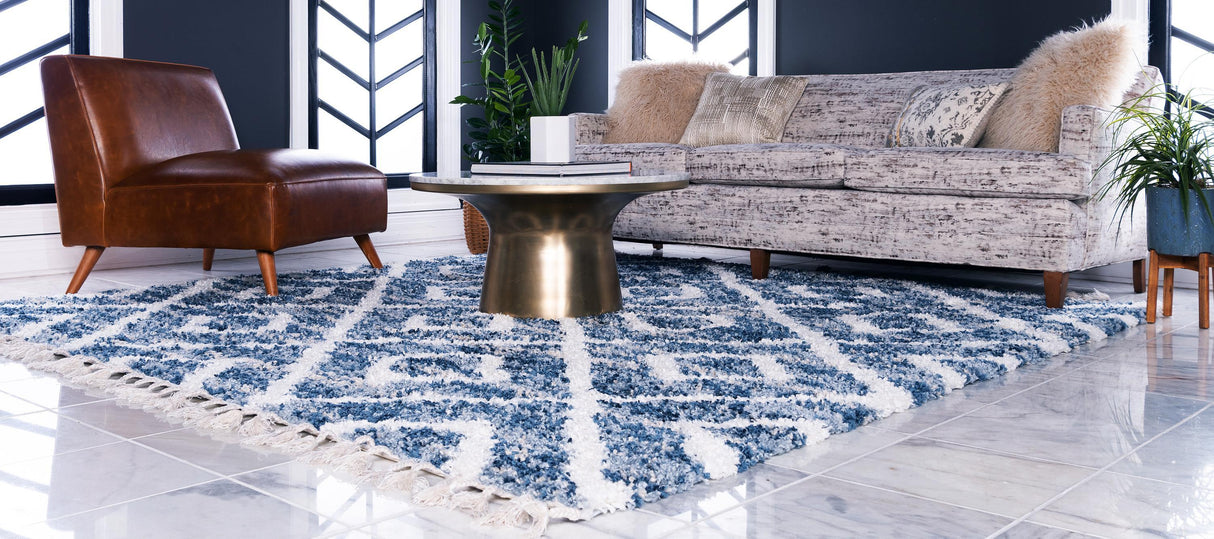 DiamondLuxe Shag - Teppich mit Diamantmuster | Shaggy Hochflorteppich | Weich & Modern | Perfekt für Wohnzimmer