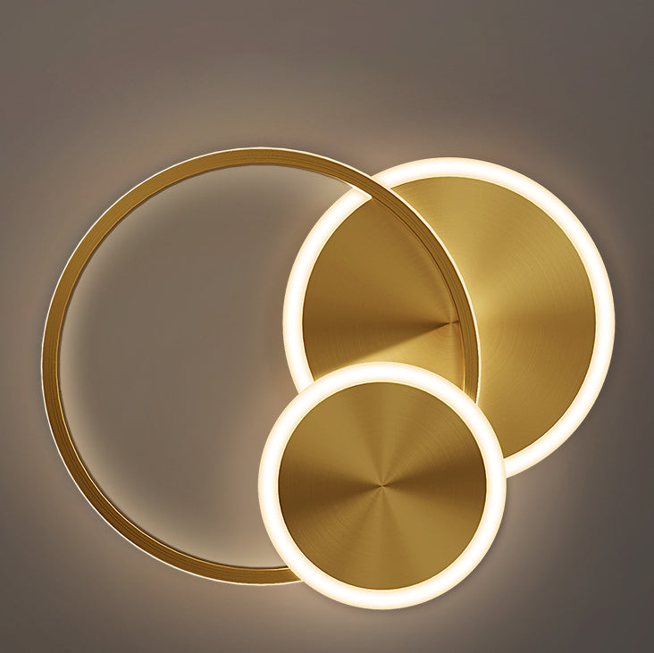 LumeAxis LED Deckenleuchte | Dreifach-Kreis-Design | Kupfer & Acryl | Dimmbares Licht