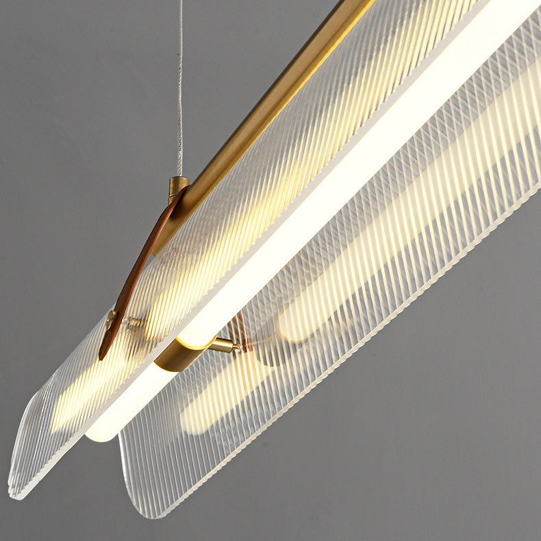 BrightAether ArcLED Pendelleuchte | Minimalistisch | Leder & Acryl | Lineares Design | Dimmbar | Stilvolle Beleuchtung für Essbereiche