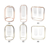 FloraFloat Eisen-Glas-Geometrische Vase | Schwebe-Design für Pflanzenvermehrung & Dekoration | In Gold & Rosébraun | Verschiedene Größen