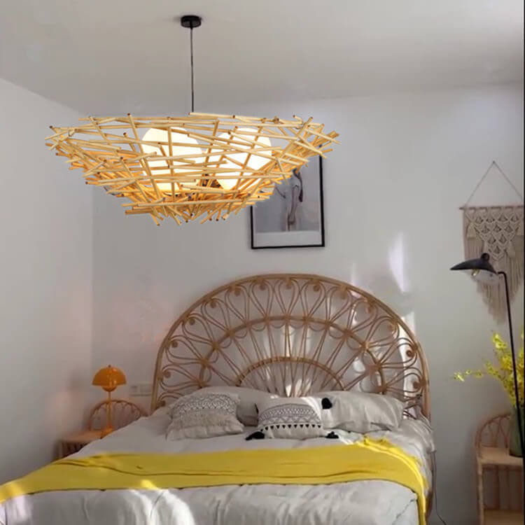 RavaNest Rattan Kronleuchter | Handgewebtes Design | 2- oder 3-flammig | Natürliche Eleganz | Hängeleuchte