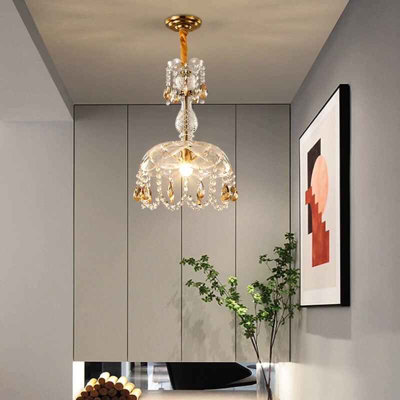 CrystalVive Pendelleuchte | Luxus Kristallkuppel | Moderne 1-Licht Hängelampe | Elegante Beleuchtung für Zuhause