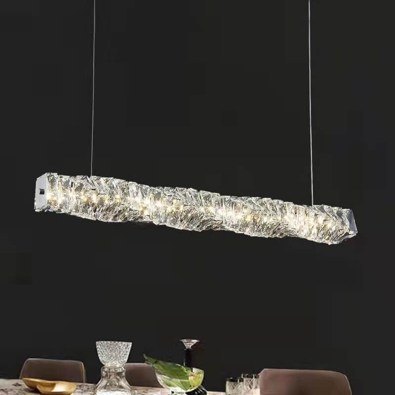CrystalLine LED Kronleuchter | Modernes Minimalistisches Design | Lineares Kristall | Dimmbares Licht für Esszimmer & Wohnzimmer