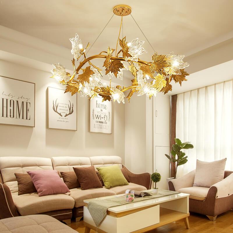 Leaforia Elegance Kronleuchter | Glas & Aluminium Design | 6-flammig | Moderne Beleuchtung