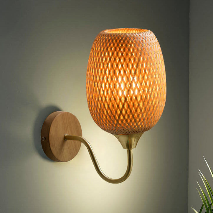 bambus wandlampe BambuLux Handgewebte Wandlampe | Moderner Bambus-Lampenschirm