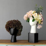 FloraMind Kopf-Blumenvasen Design | Modern & Stilvoll | Weiß & Schwarz | Perfekt für Inneneinrichtung