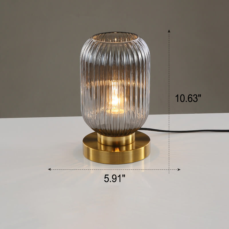 LunaStripe Nordic Design Glas Oval Tischlampe | 1 Licht | Dekorative Beleuchtung für Zuhause