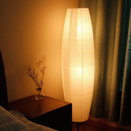 LumoStyle Nordic Design Stehlampe | Reispapier Säulenlampe | Stimmungsvolles, Doppelt Licht | Modernes Dekor