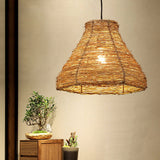 RattanDome Retro Pendelleuchte | Handgewebtes Rattan-Design | 1-Licht | Natürliche Wohnbeleuchtung
