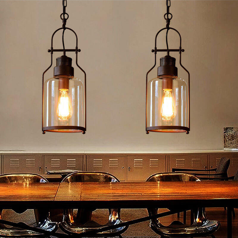 IronJar Industrial Vintage Glaspendelleuchte | Retro-Design | Echte Handwerkskunst | Perfekt für Wohnzimmer & Küche