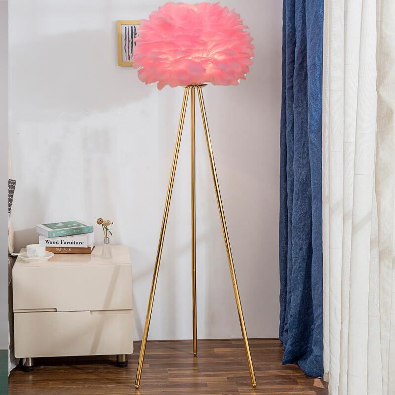 PlumeSphere Stehlampe | Elegantes Federdesign | 1-Licht Globus Stehleuchte | Moderne Beleuchtung für stilvolle Räume