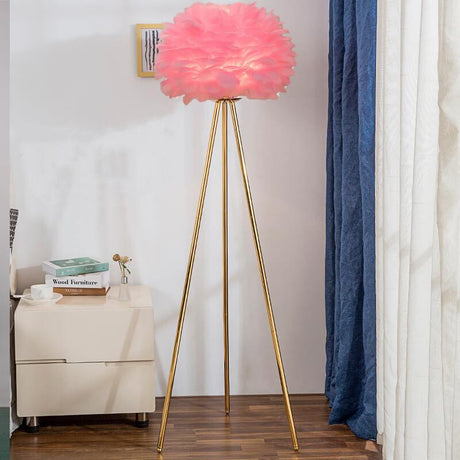 PlumeSphere Stehlampe | Elegantes Federdesign | 1-Licht Globus Stehleuchte | Moderne Beleuchtung für stilvolle Räume