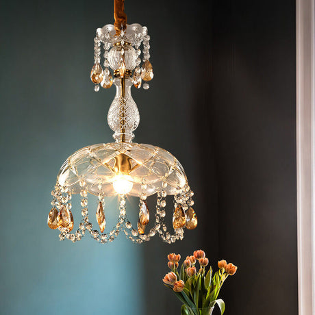 CrystalVive Pendelleuchte | Luxus Kristallkuppel | Moderne 1-Licht Hängelampe | Elegante Beleuchtung für Zuhause