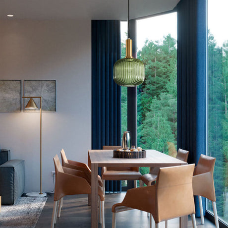 LumiShade Minimalistisches Streifen-Glas Pendelleuchte | Designer-Licht | Elegantes Wohnambiente | Deko-Laterne | 1-Flammig