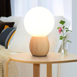LumiOrbe Nordic Holz-Tischlampe mit Milchglas-Kugel | LED-Licht | Warmes Stimmungslicht