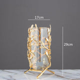 GoldenAura Blättervase | Goldene Deko-Vase | Handgefertigte Keramikvase | Elegantes Wohnaccessoire
