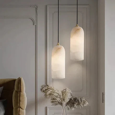 LustreStone Marmor-Pendelleuchte | Minimalistisches Design | Luxuriöse Hängelampe | Elegante Beleuchtung