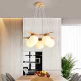 OrionGlare Frosted Holzleuchter | Massivholz & Glas Design | 3- oder 5-flammig | Skandinavischer Stil