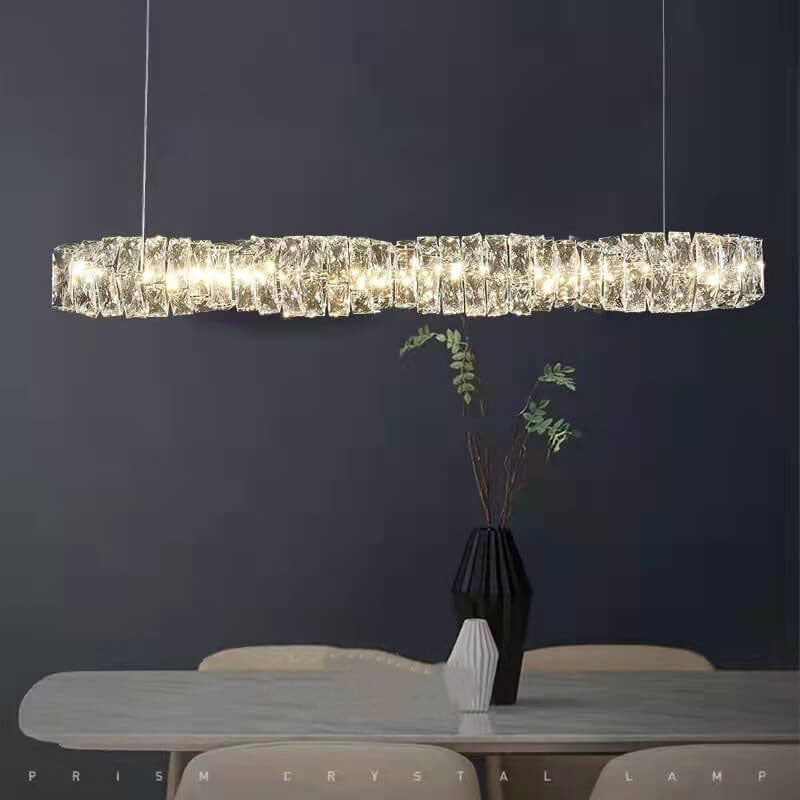 CrystalLine LED Kronleuchter | Modernes Minimalistisches Design | Lineares Kristall | Dimmbares Licht für Esszimmer & Wohnzimmer