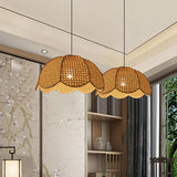 RattanLume Pendelleuchte | Nordisches Rattandesign | 1-Licht Muschelkuppel | Natürliche Eleganz für Ihr Zuhause
