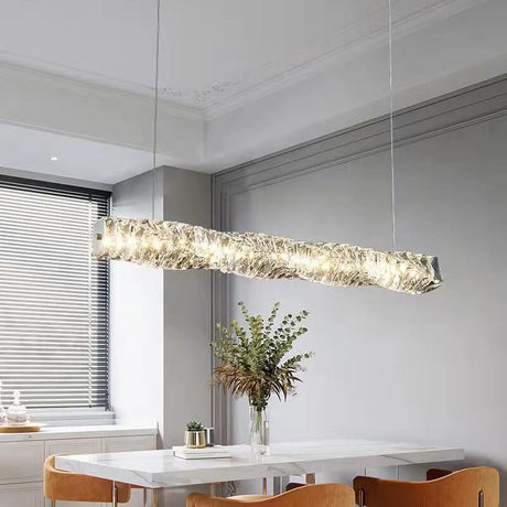 CrystalLine LED Kronleuchter | Modernes Minimalistisches Design | Lineares Kristall | Dimmbares Licht für Esszimmer & Wohnzimmer