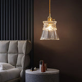 Bellux Glas Pendelleuchte | Modernes Glockenschirmdesign | Messingoptik | 1-flammig | Luxuriöse Beleuchtung