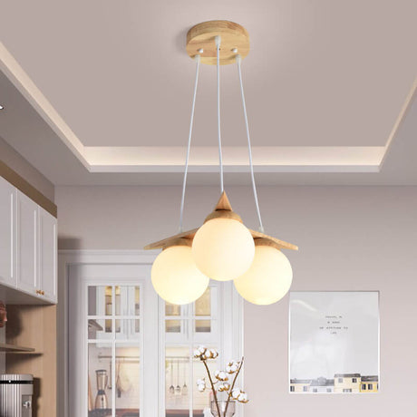 OrionGlare Frosted Holzleuchter | Massivholz & Glas Design | 3- oder 5-flammig | Skandinavischer Stil