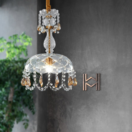 CrystalVive Pendelleuchte | Luxus Kristallkuppel | Moderne 1-Licht Hängelampe | Elegante Beleuchtung für Zuhause