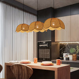 RattanLume Pendelleuchte | Nordisches Rattandesign | 1-Licht Muschelkuppel | Natürliche Eleganz für Ihr Zuhause