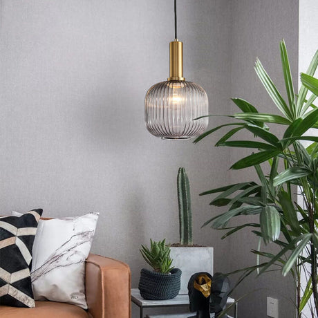 LumiShade Minimalistisches Streifen-Glas Pendelleuchte | Designer-Licht | Elegantes Wohnambiente | Deko-Laterne | 1-Flammig
