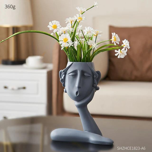 EmotionFaces Keramik Pflanztopf-Skulpturen Trio | Künstlerisches Design | Dekorative Pflanzgefäße